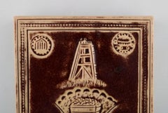 Henning Nilsson Sweden, Wall Plaque in Glazed Stoneware, Dated 1977