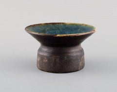 Henning Nilsson for Höganäs, Candlestick and Dish in Glazed Ceramics, 1960s /70s