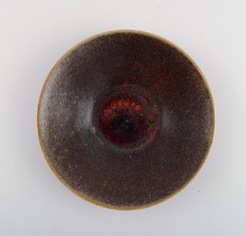 Scandinavian Modern Henning Nilsson for Höganäs, Candlestick and Dish in Glazed Ceramics, 1960s /70s For Sale