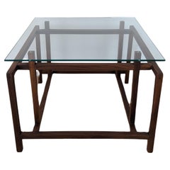 Table d'appoint en teck avec plateau en verre Henning Norgaard pour Comfort