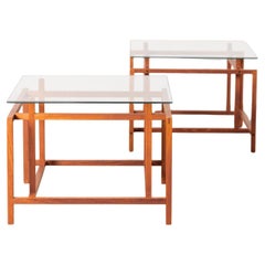 Henning Norgaard for Komfort Mobler Architectural Teak and Glass Side Tables