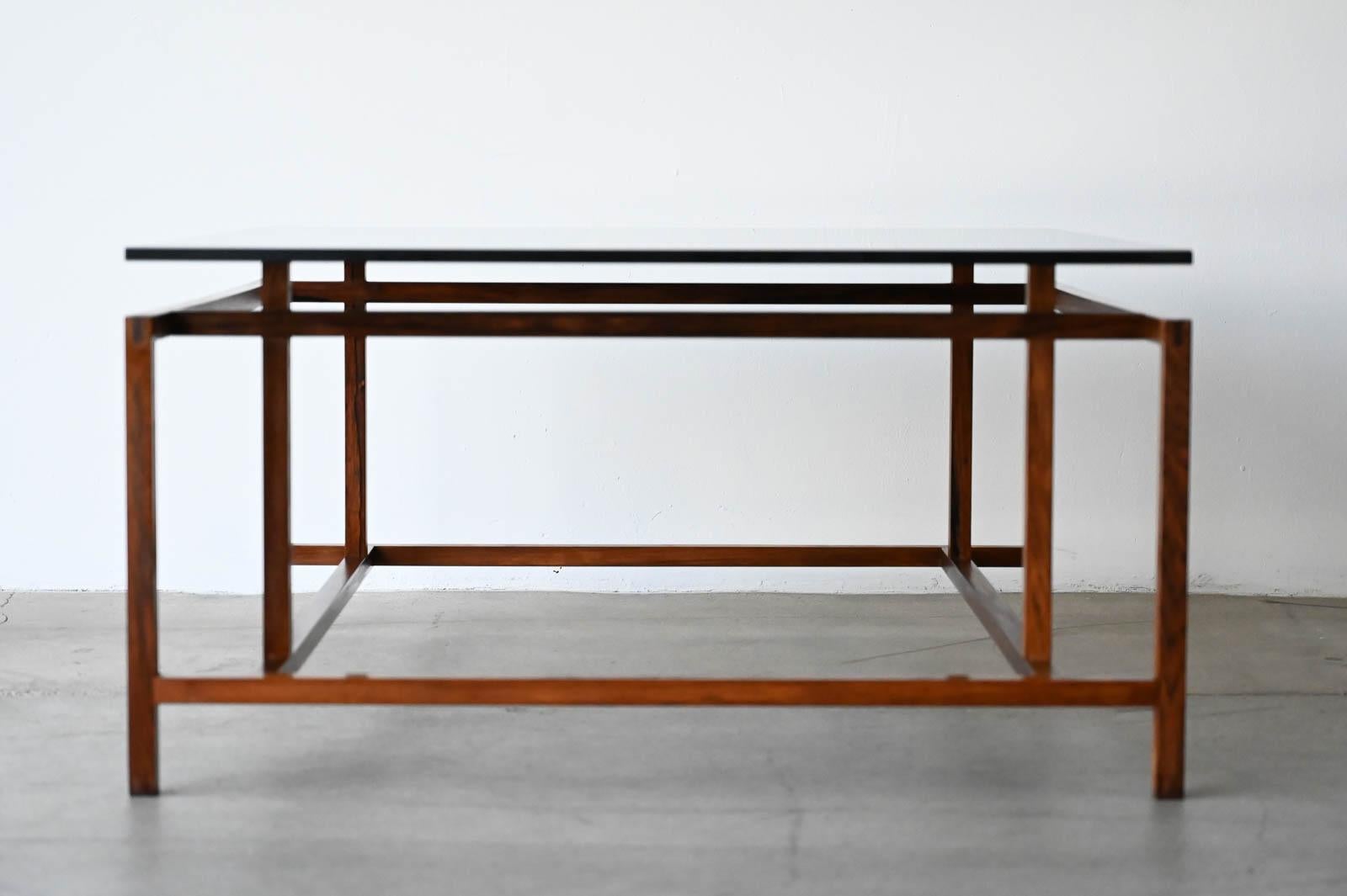 Danish Henning Norgaard for Komfort Rosewood and Smoked Glass Coffee Table, ca. 1960