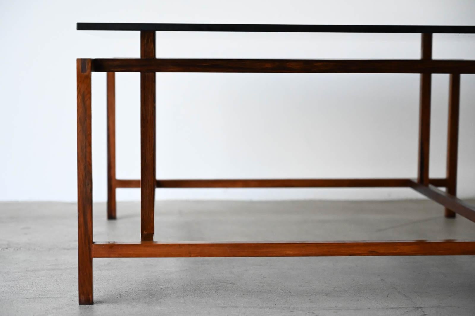 Henning Norgaard for Komfort Rosewood and Smoked Glass Coffee Table, ca. 1960 In Good Condition In Costa Mesa, CA