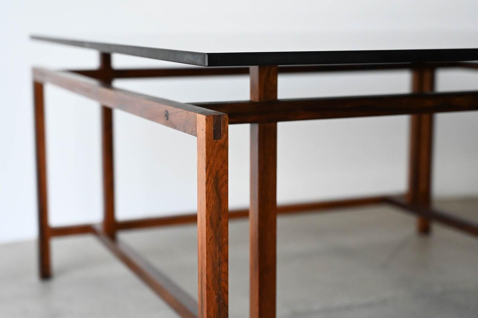 Mid-20th Century Henning Norgaard for Komfort Rosewood and Smoked Glass Coffee Table, ca. 1960