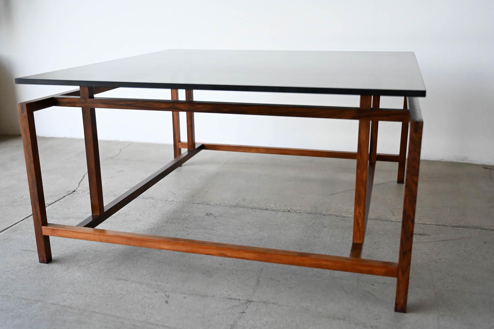 Henning Norgaard for Komfort Rosewood and Smoked Glass Coffee Table, ca. 1960 2