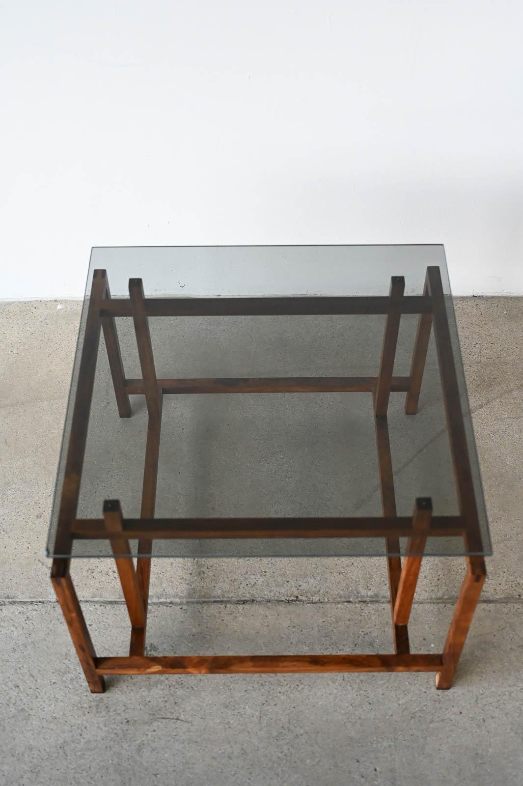 Henning Norgaard for Komfort Rosewood and Smoked Glass Side Table, ca. 1960 4