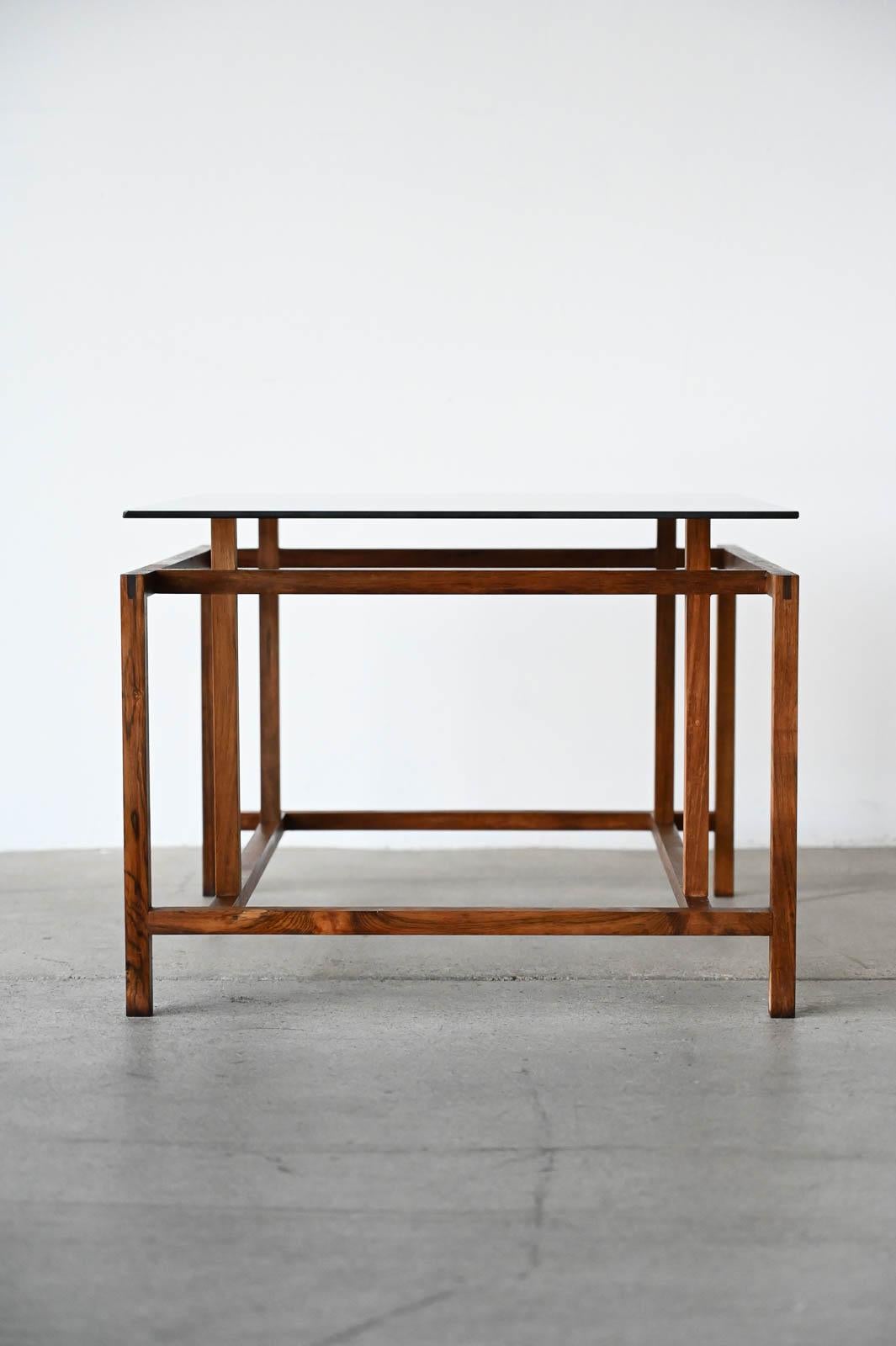 Danish Henning Norgaard for Komfort Rosewood and Smoked Glass Side Table, ca. 1960