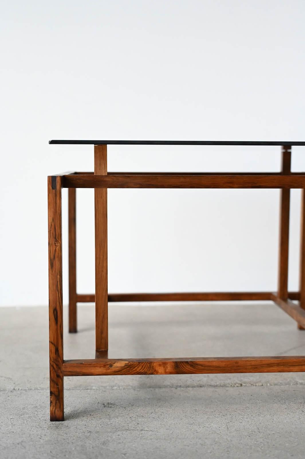 Henning Norgaard for Komfort Rosewood and Smoked Glass Side Table, ca. 1960 In Good Condition In Costa Mesa, CA