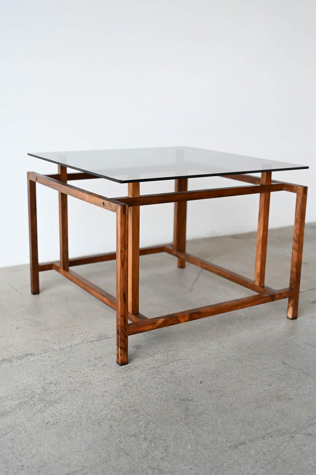 Henning Norgaard for Komfort Rosewood and Smoked Glass Side Table, ca. 1960 1