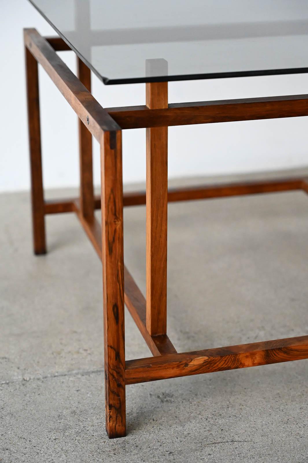 Henning Norgaard for Komfort Rosewood and Smoked Glass Side Table, ca. 1960 3