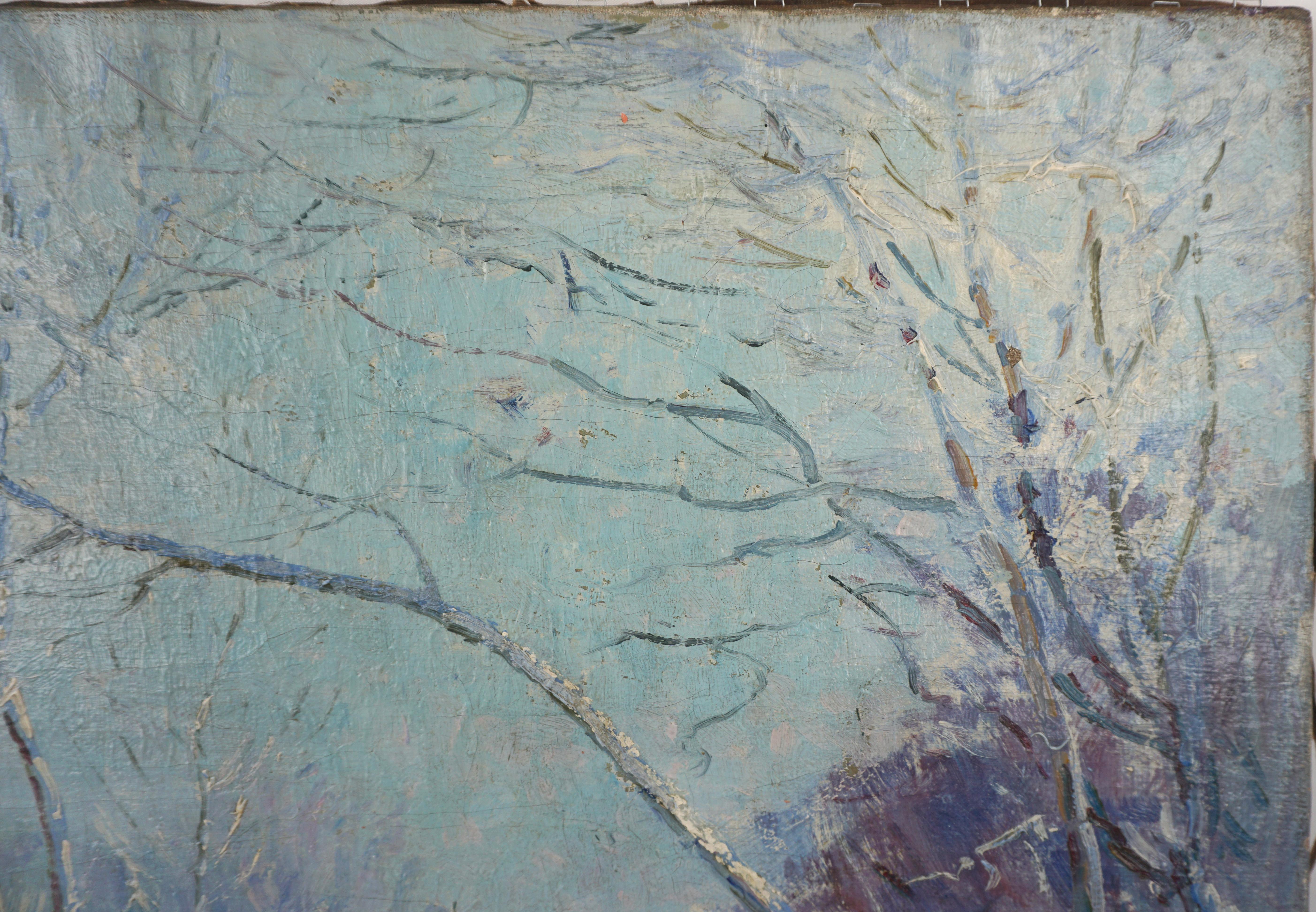 Turn of 20th Century American Impressionist Chicago Landscape -- Frost Bound - Gray Landscape Painting by Henning Ryden