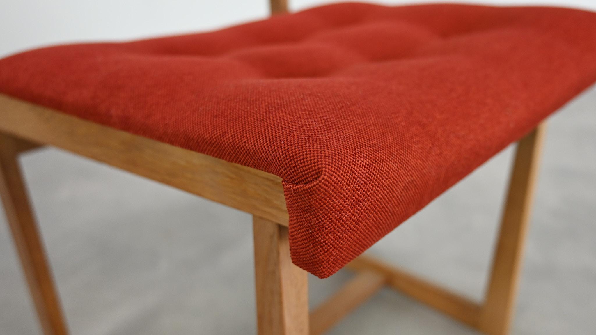 Fabric Henning Sørensen Set of 6 Chairs Hos Dan-Ex Solid Oak Denmark Mid Century Modern For Sale
