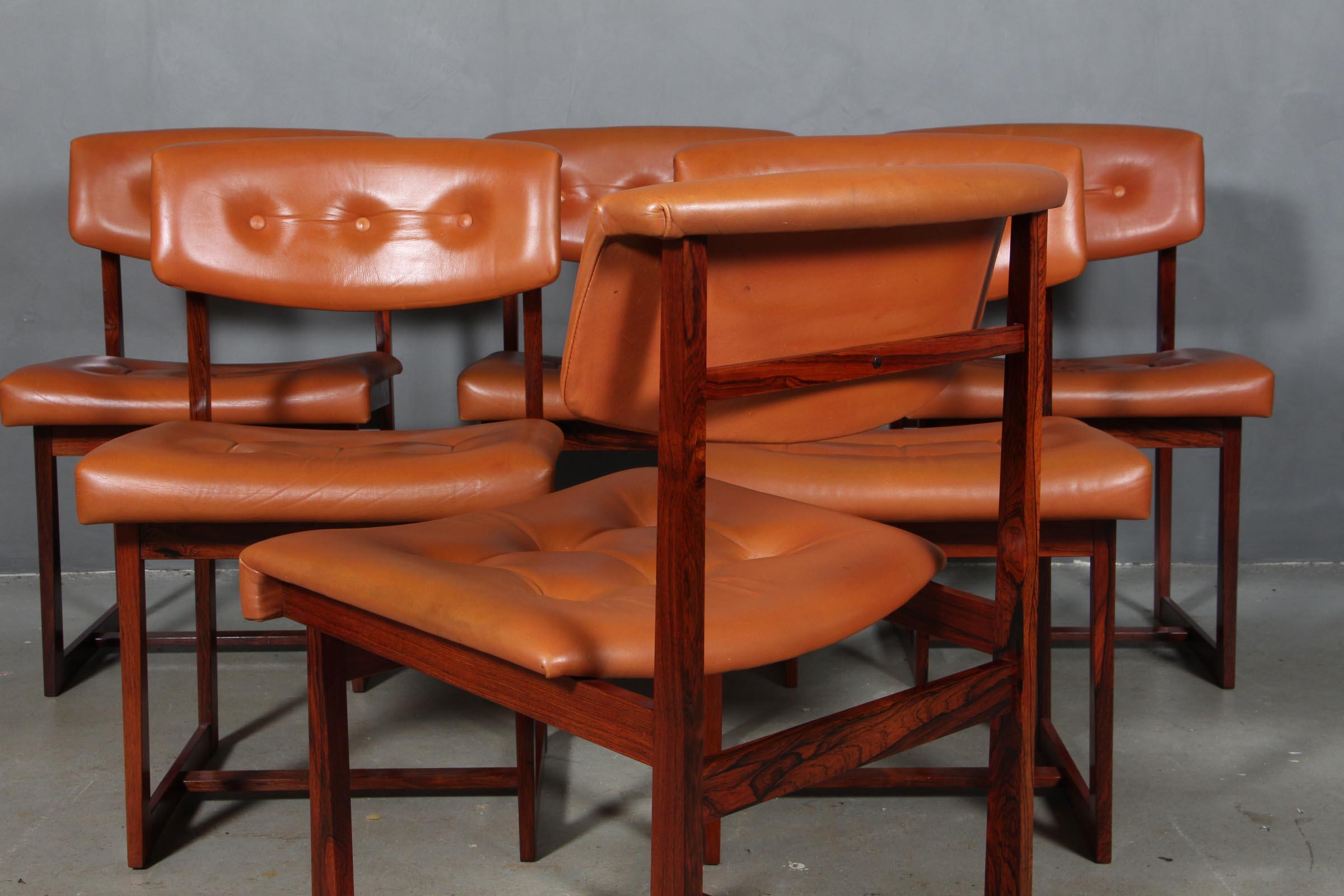 Leather Henning Sørensen, Set of Six Chairs