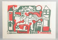 Henning Tais Hedin. Proof print on paper. Humorous scene with a couple, 1978.