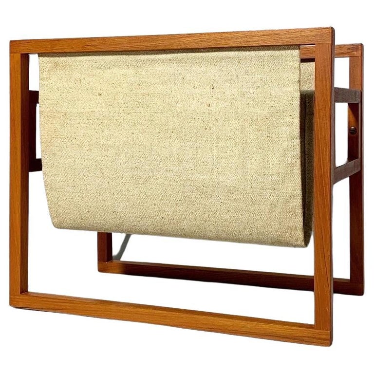 Sika Racks Henning Wind Hansen Magazine Rack Teak Linen Danish 1960s For Sale at ...
