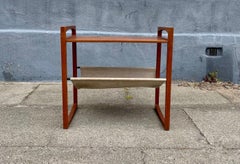 Henning Wind Hansen Teak Side Table with Suede Magazine Rack, 1960s