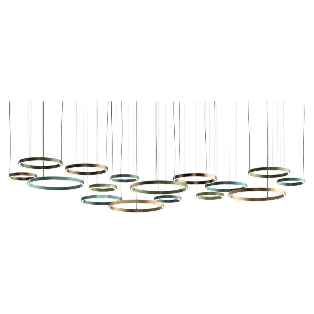 Henos Project S16 Medium Circular Aluminum Chandelierr For Sale
