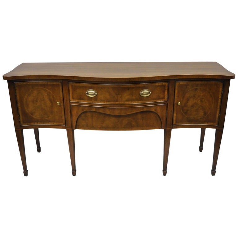 Henredon 18th Century Portfolio Banded Mahogany Bowfront Sideboard