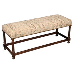 Henredon 1950s Era Carved Oak Upholstered Window Bench