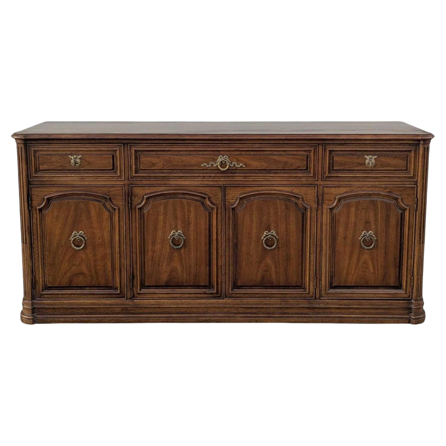 Henredon 1970s Traditional Walnut Sideboard Credenza with Brass Pulls