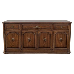 Henredon 1970s Traditional Walnut Sideboard Credenza with Brass Pulls