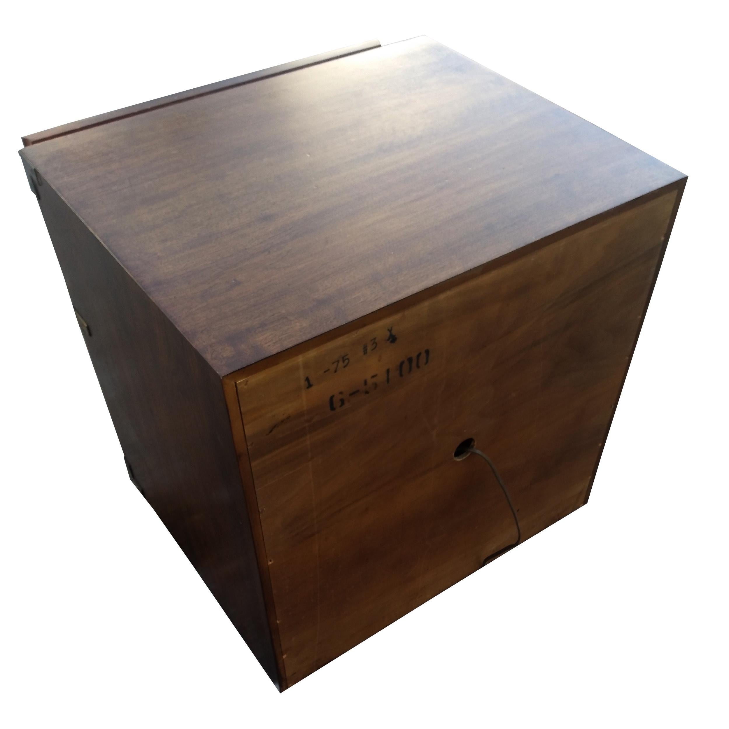 Henredon Campaign Style Walnut Nightstand 1