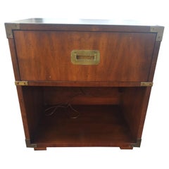 Vintage Henredon Campaign Style Walnut Nightstand