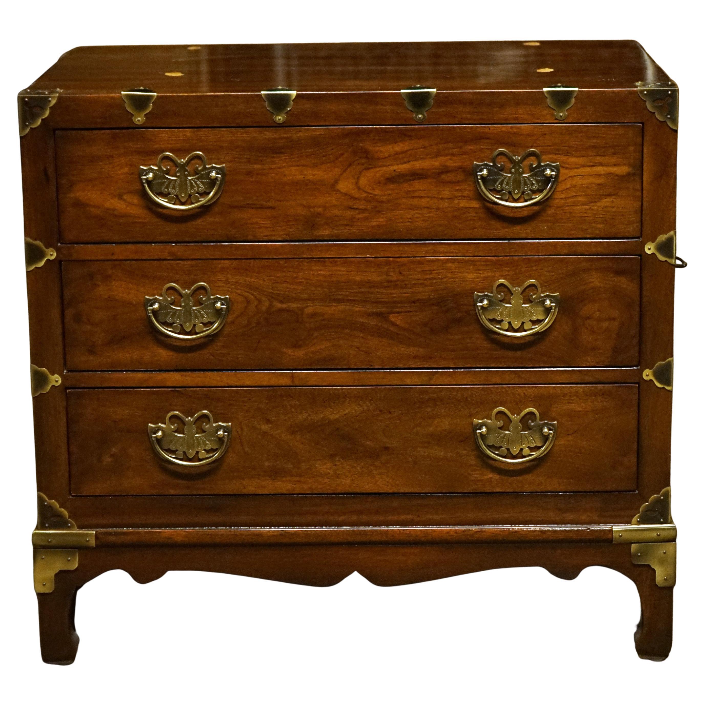 Henredon 3 Drawer Bachelors Chest with Campaign and Tansu Elements For Sale