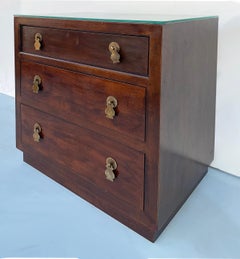 Henredon 3 Drawer Chests Nightstands with Brass Hardware, Pair