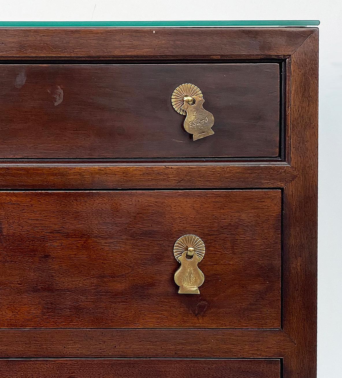 Late 20th Century Henredon 3 Drawer Chests Nightstands with Brass Hardware, Pair