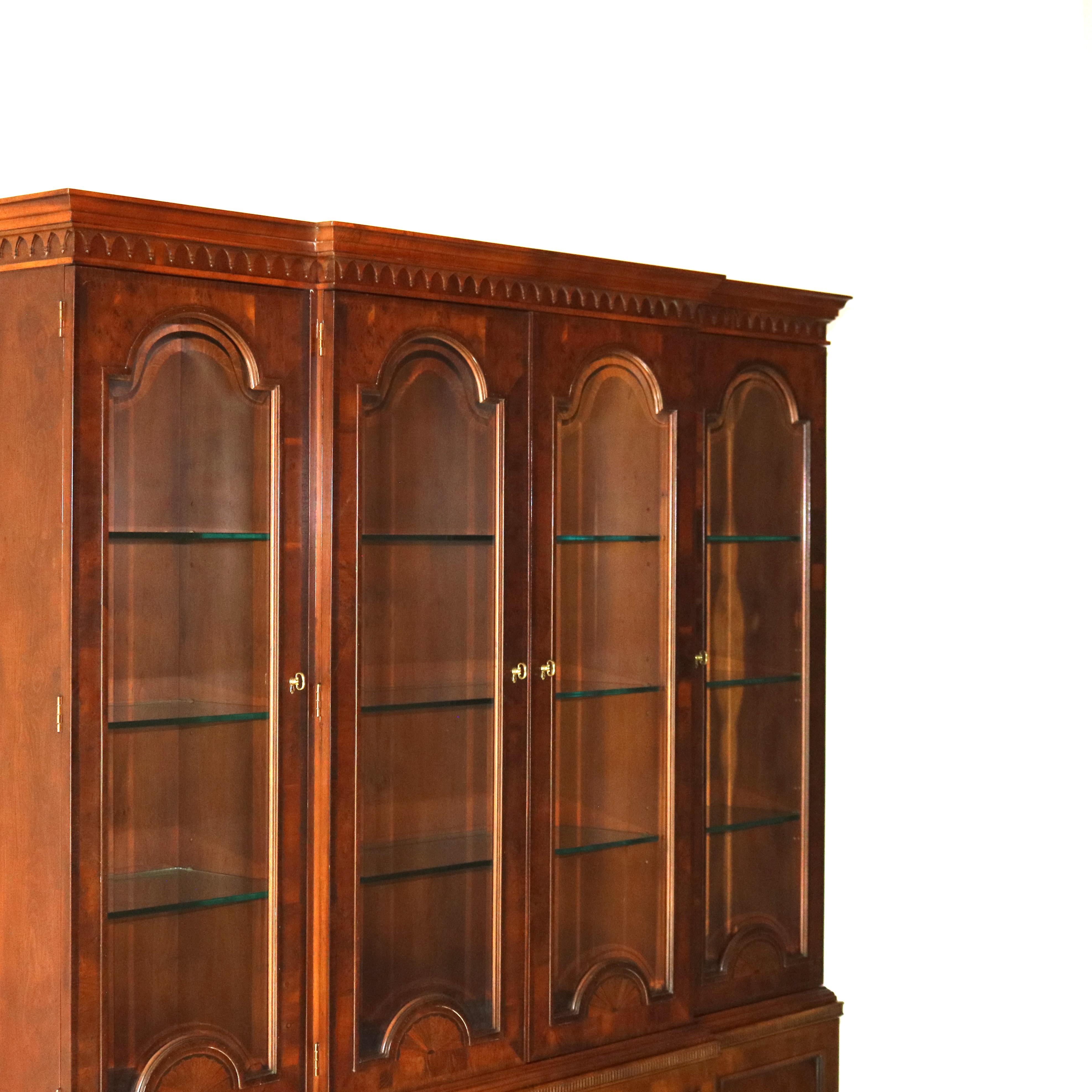 Henredon 48th Century Portfolio Banded, Inlaid & Ebonized Mahogany Breakfront 12