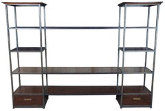Henredon Acquisitions Courbin Mahogany and Iron Étagère TV Console Bookcase