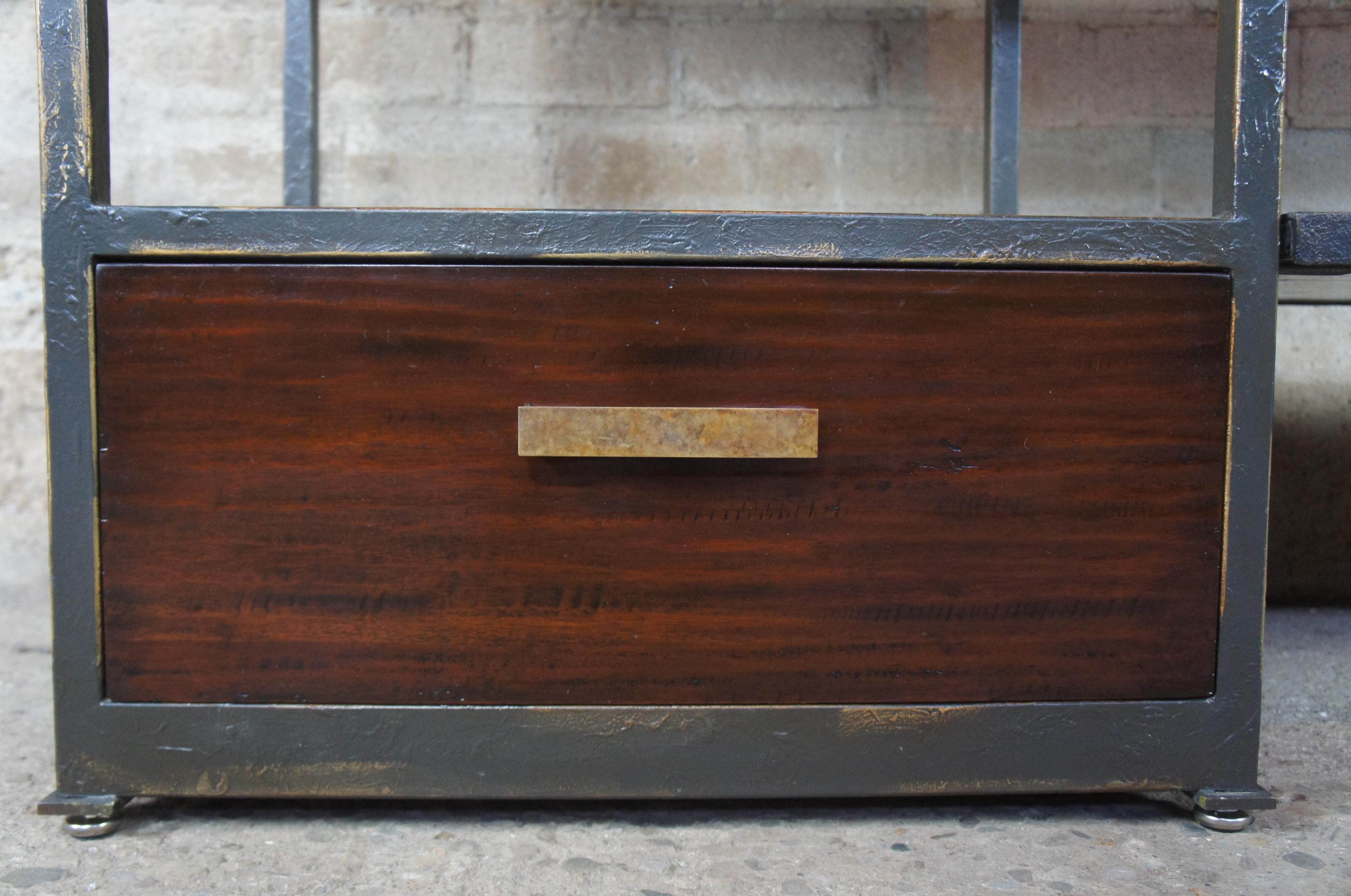 Henredon Acquisitions Courbin Mahogany and Iron Étagère TV Console Bookcase In Good Condition In Dayton, OH