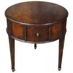 Henredon Acquisitions Flamed Mahogany Traditional Round Burnet Drum Side Table
