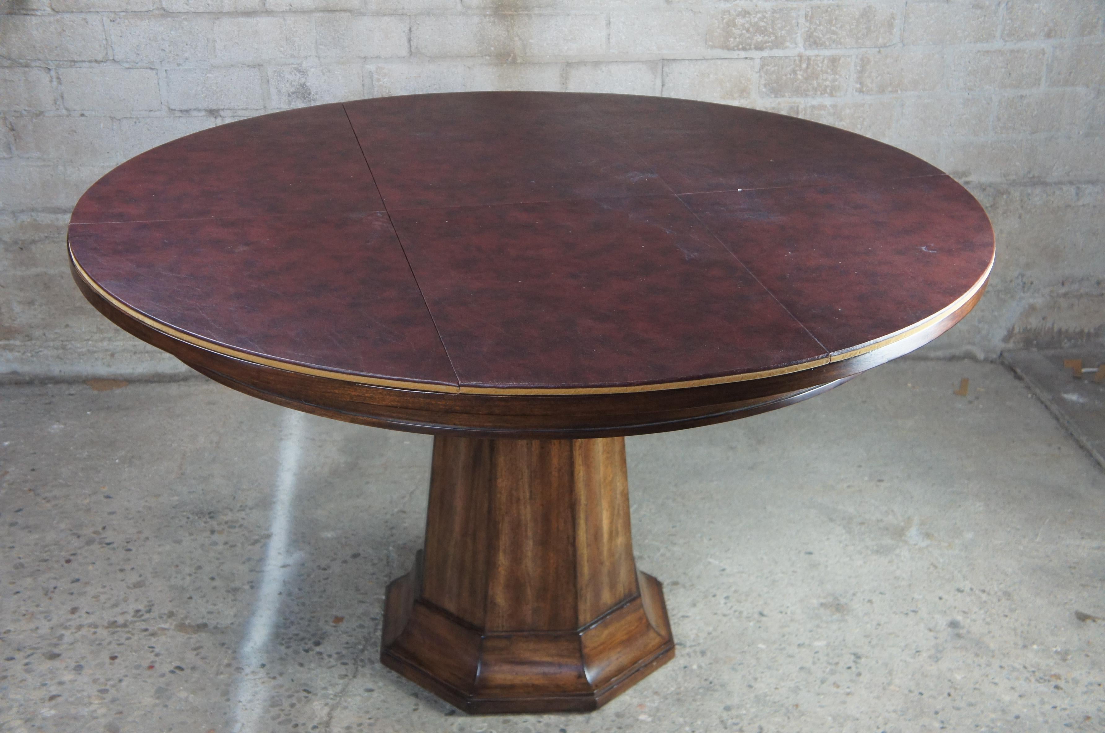 Henredon Acquisitions Round Mahogany Glass Top Pedestal Dining Table 3400-20 3