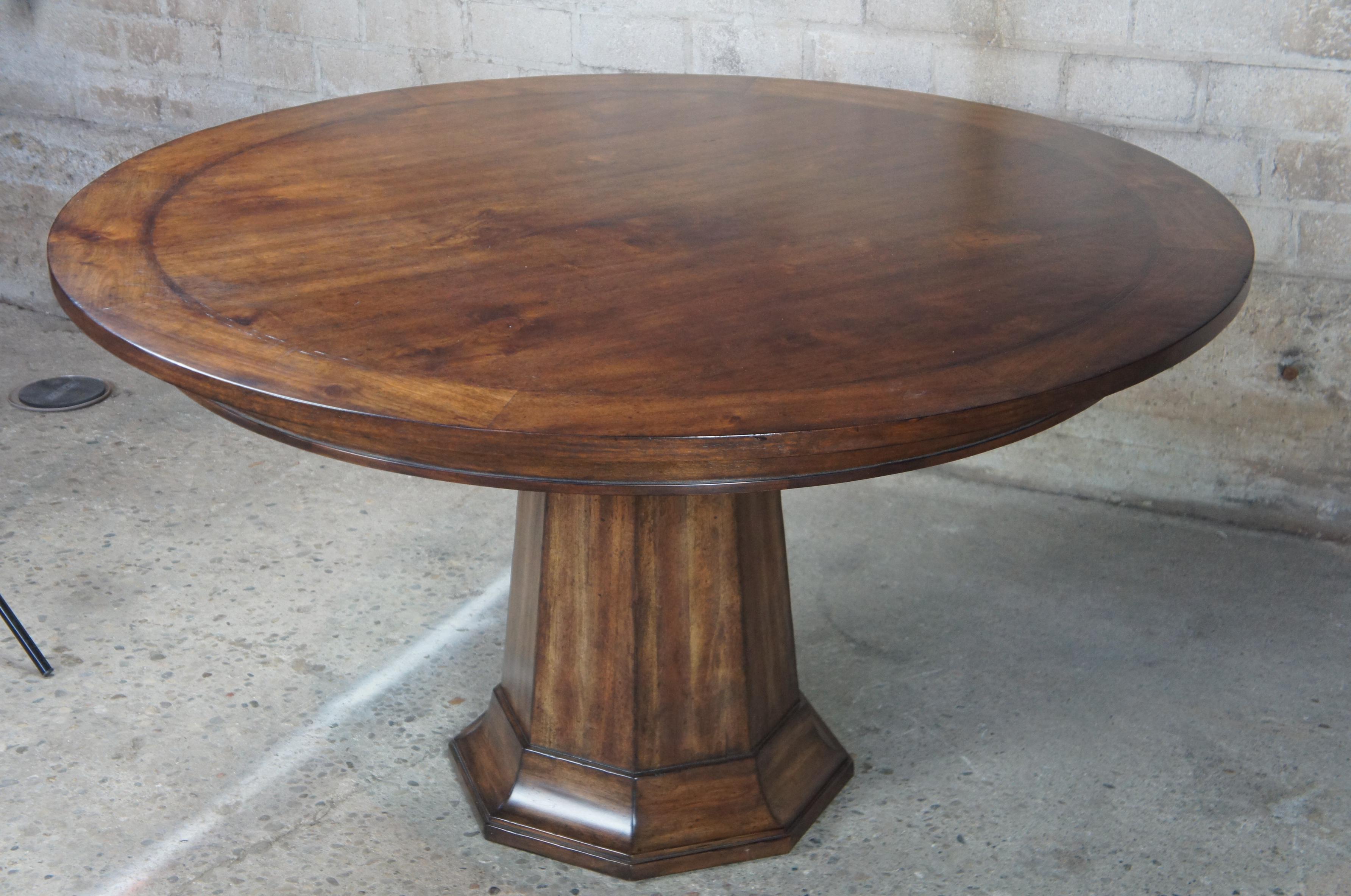 Henredon Acquisitions Round Mahogany Glass Top Pedestal Dining Table 3400-20 4