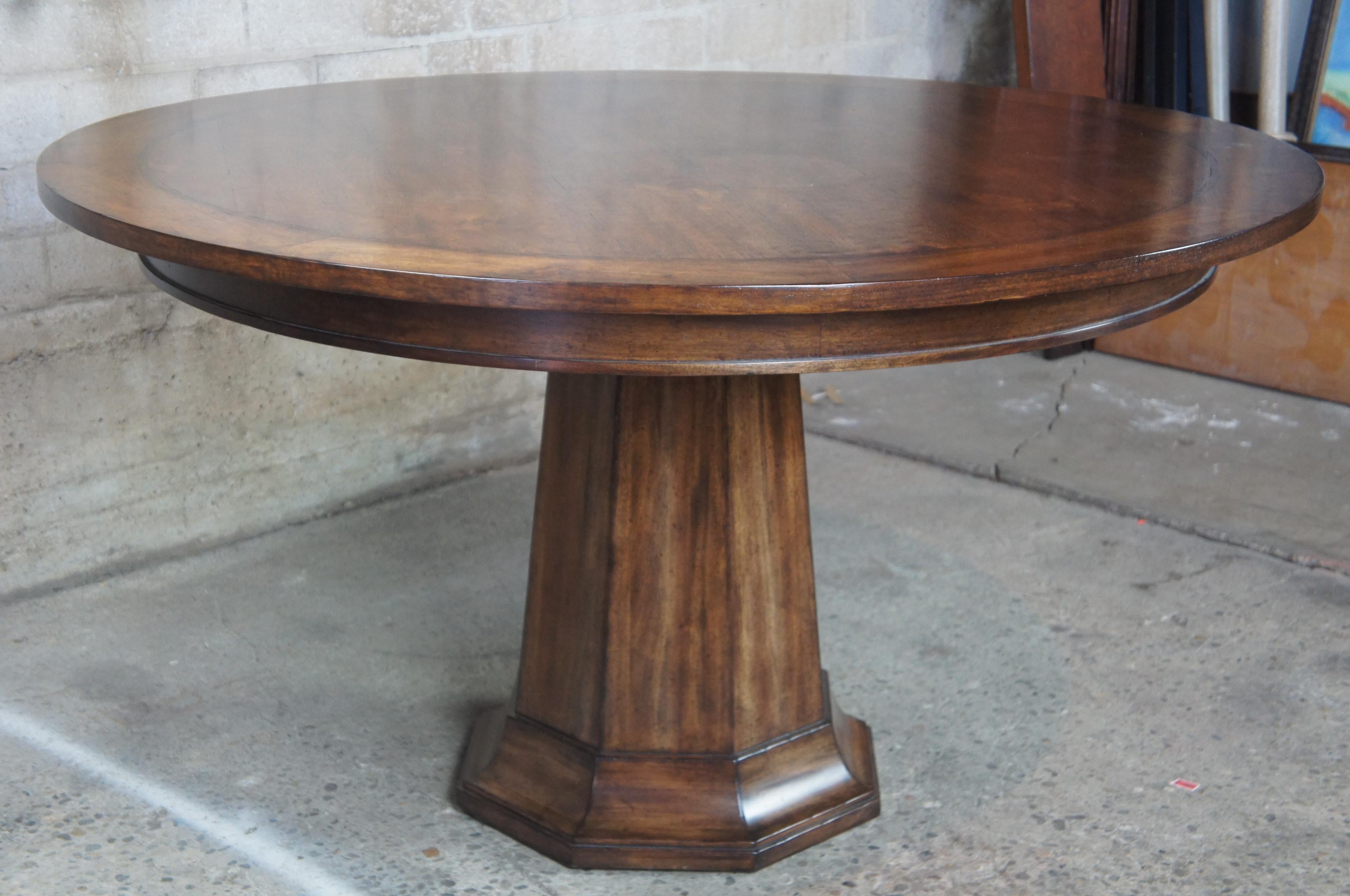 Henredon Acquisitions Round Mahogany Glass Top Pedestal Dining Table 3400-20 5
