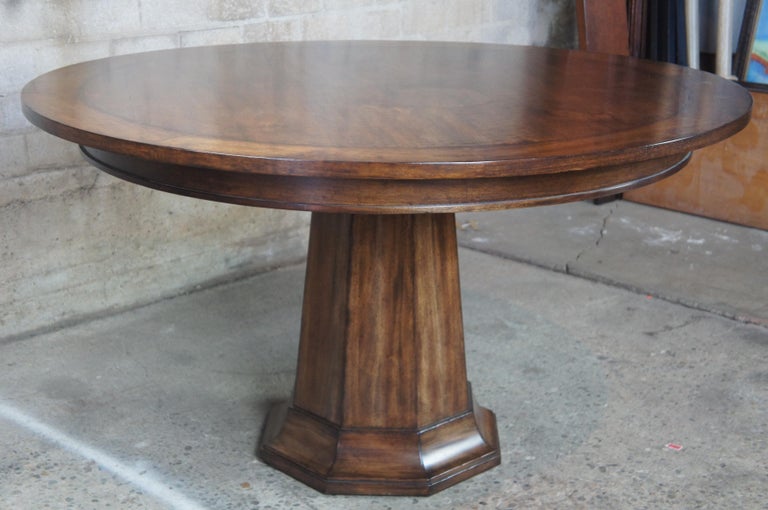 Henredon Acquisitions Round Mahogany Glass Top Pedestal Dining Table