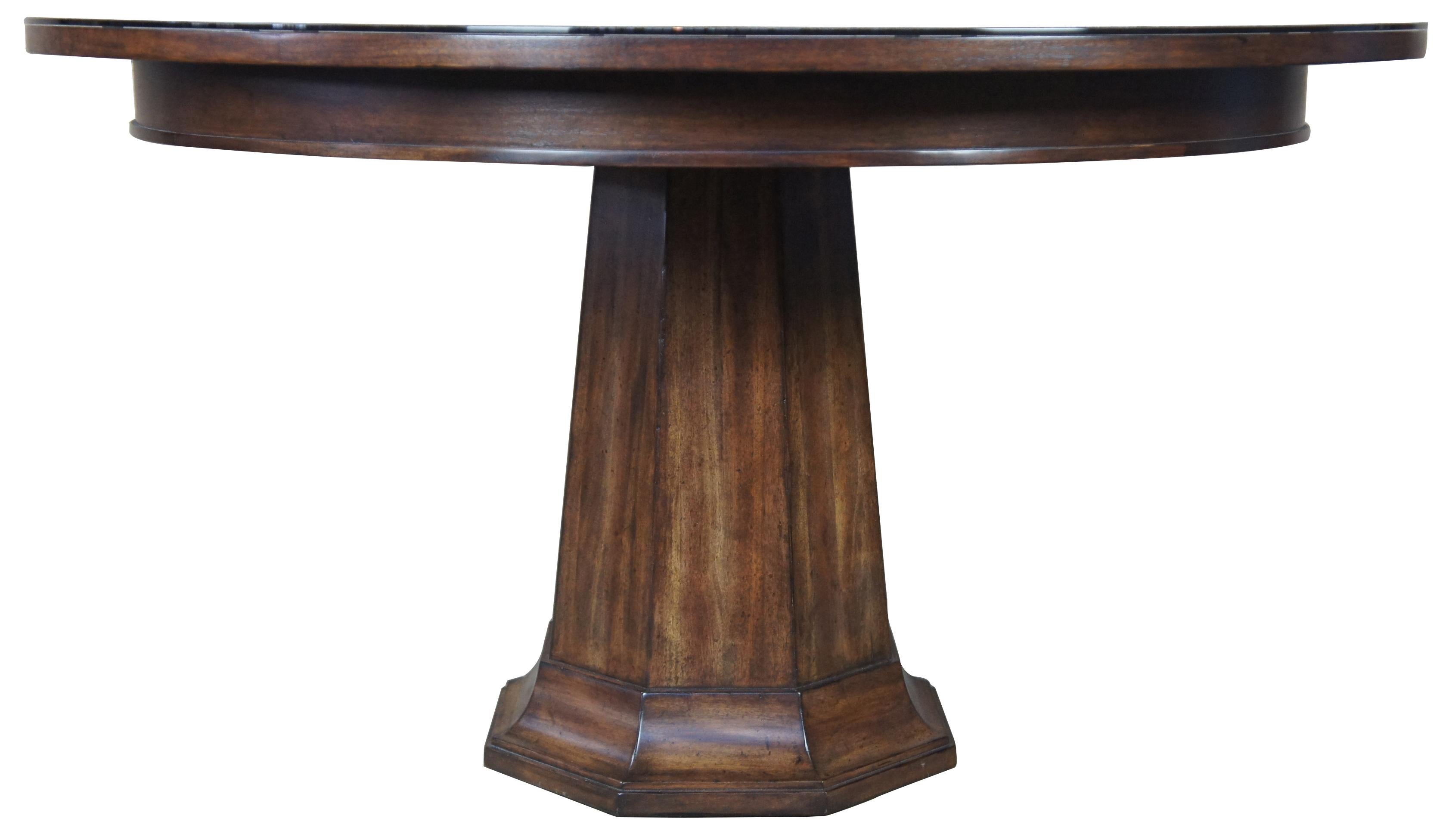 Henredon Acquisitions round mahogany glass top pedestal dining table 54
