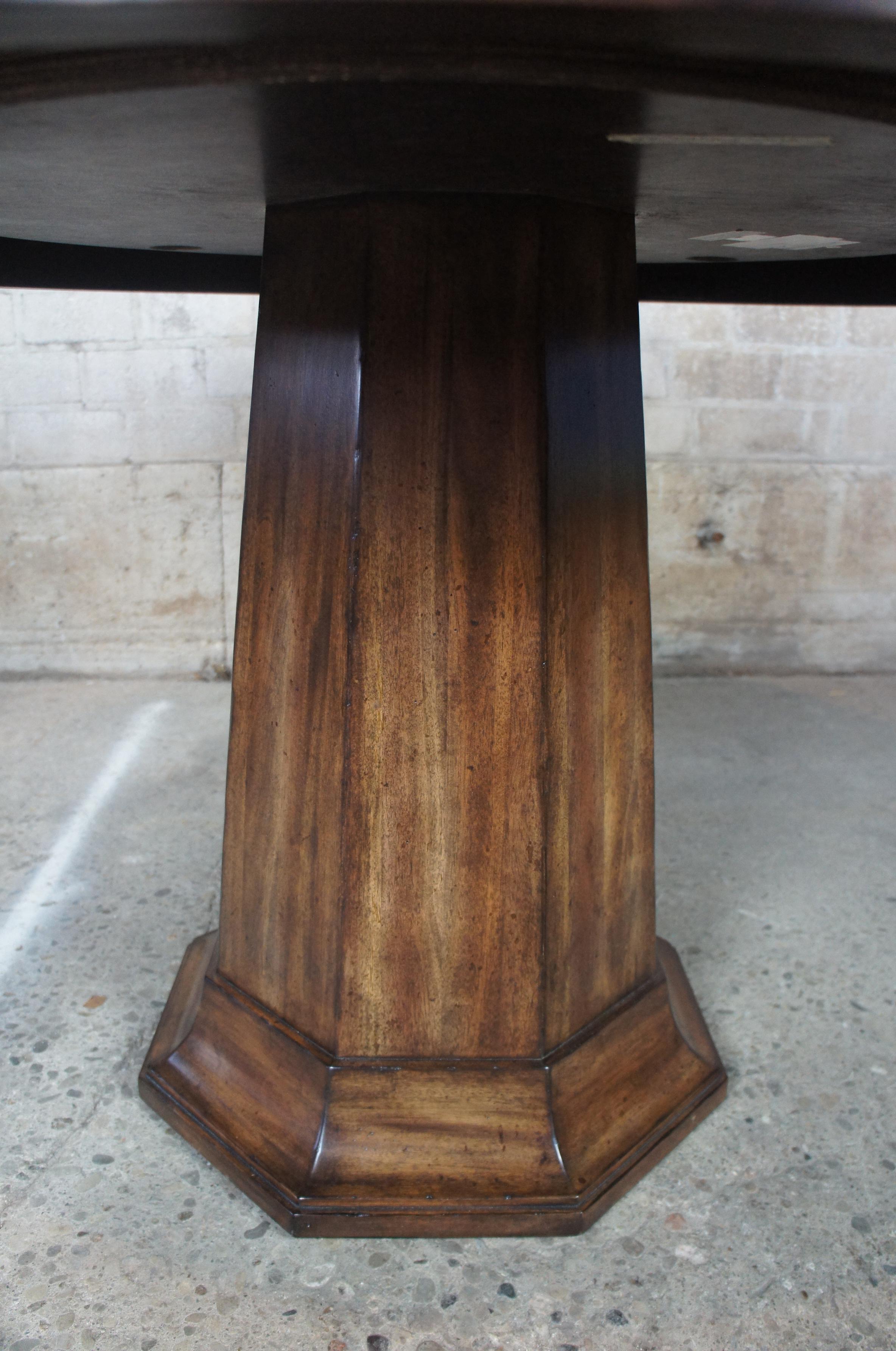 20th Century Henredon Acquisitions Round Mahogany Glass Top Pedestal Dining Table 3400-20