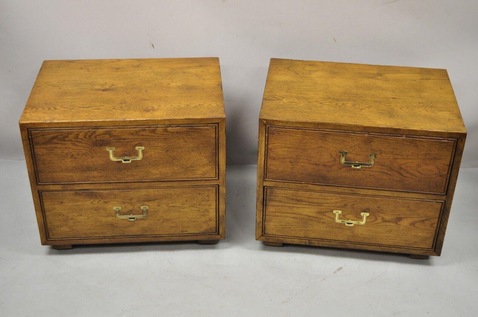 Henredon Artefacts Campaign Style Hollywood Regency 2 Drawer Nightstand, a Pair 6