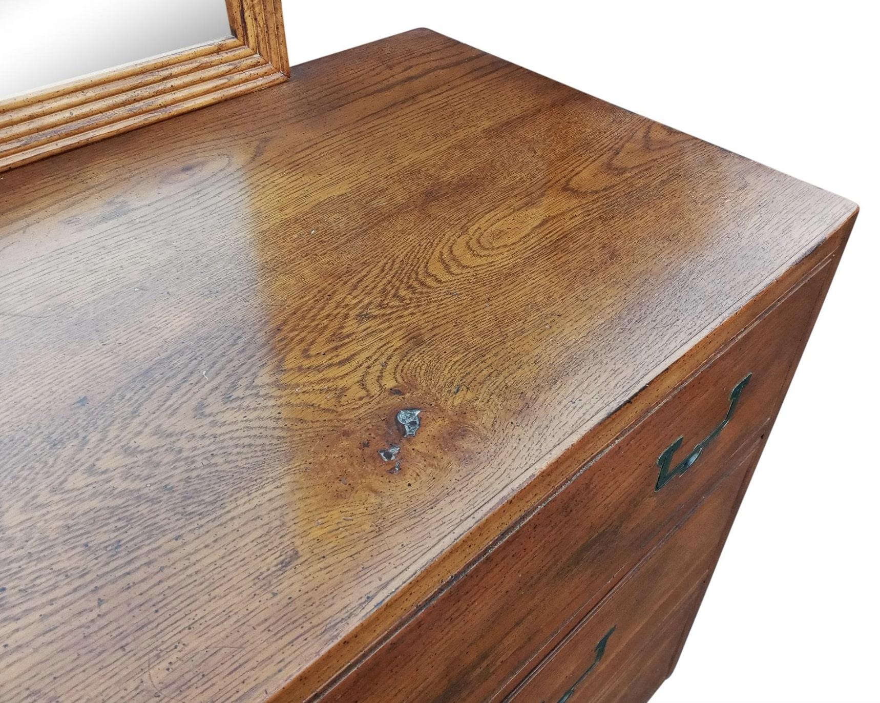 Mid-20th Century Henredon Artefacts Collection Campaign Cabinet 9 Drawers Oak Brass Midcentury For Sale