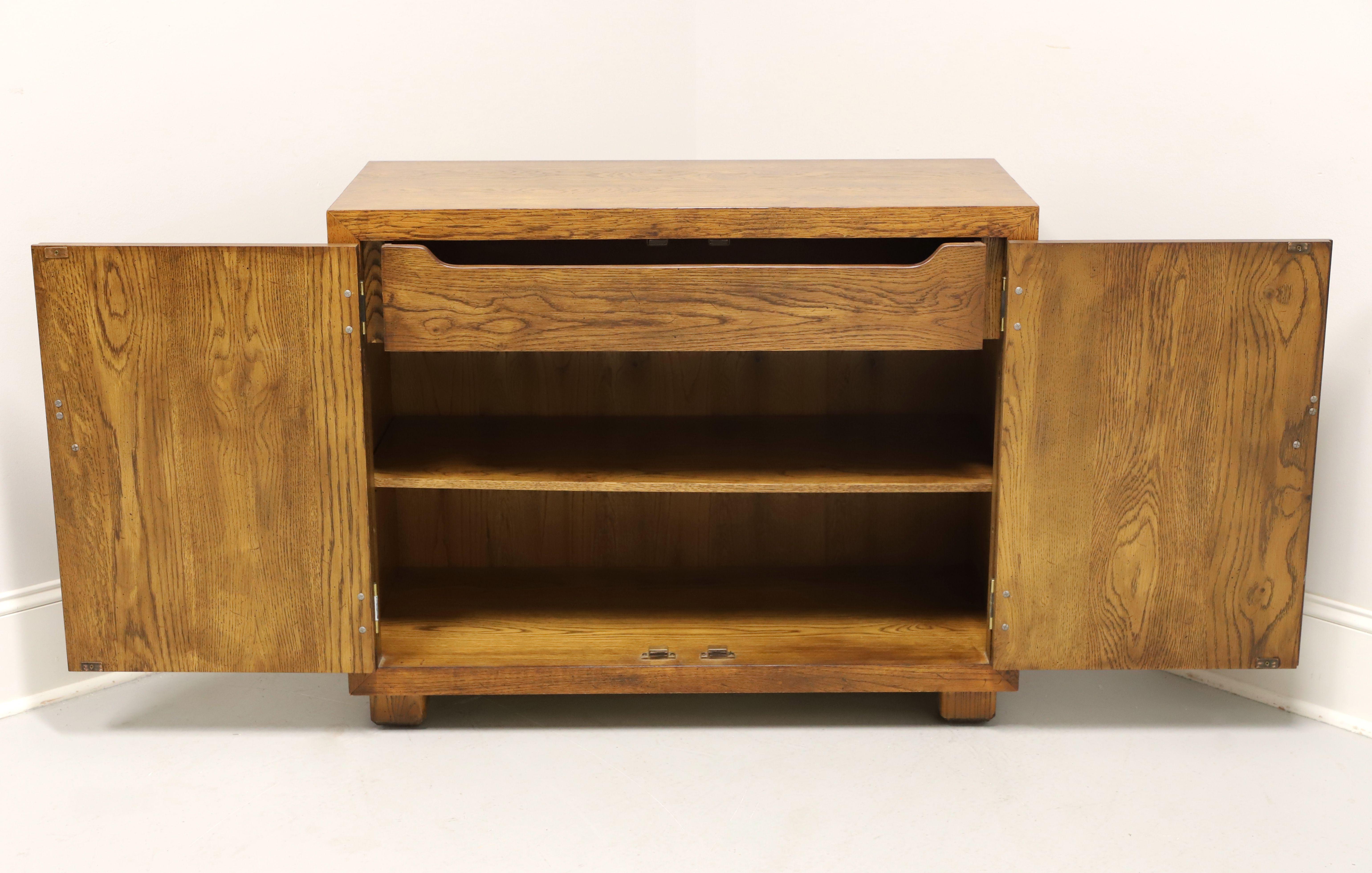HENREDON Artefacts Knotty Oak Campaign Style Console Cabinet - A In Good Condition In Charlotte, NC
