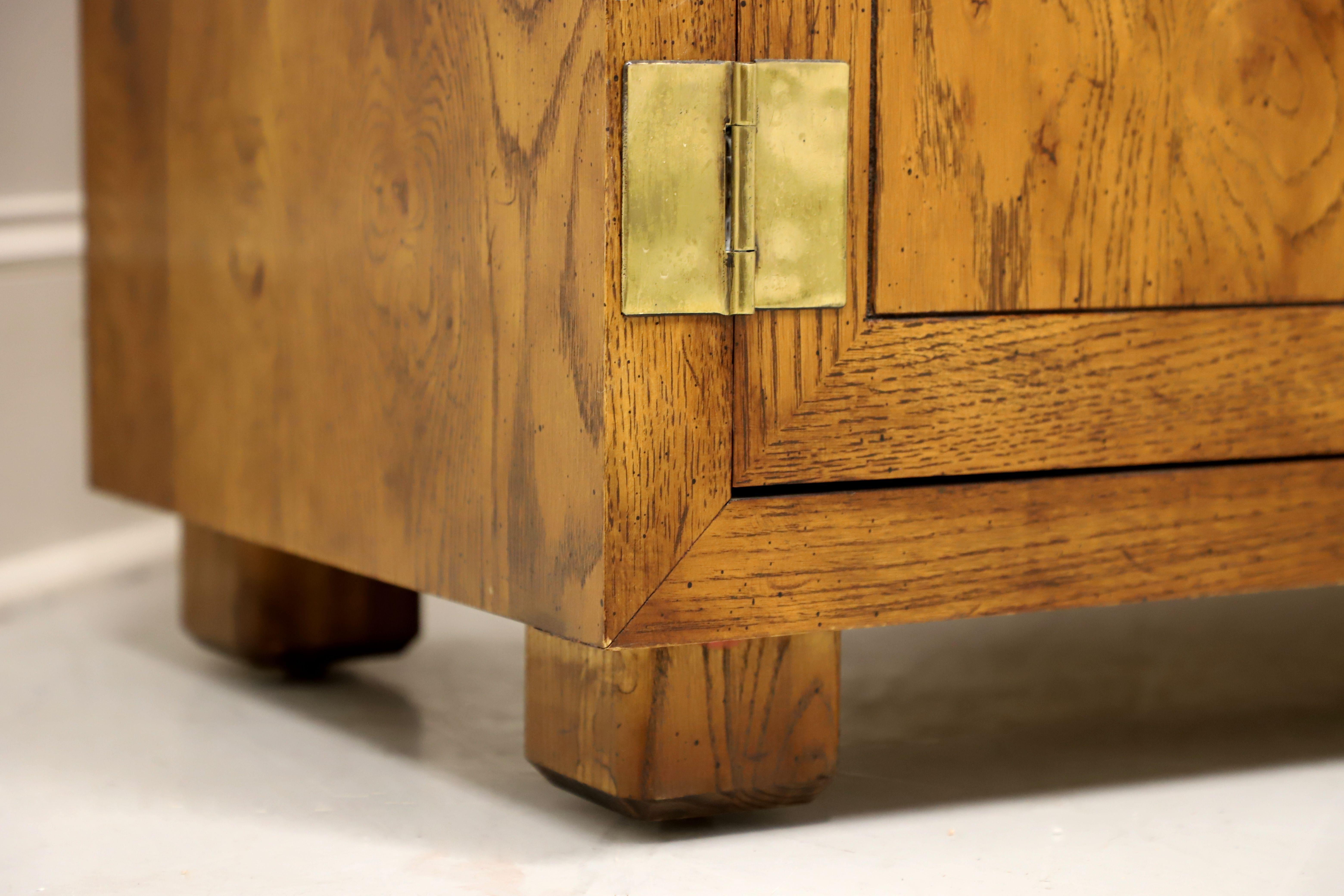 Brass HENREDON Artefacts Knotty Oak Campaign Style Console Cabinet - A