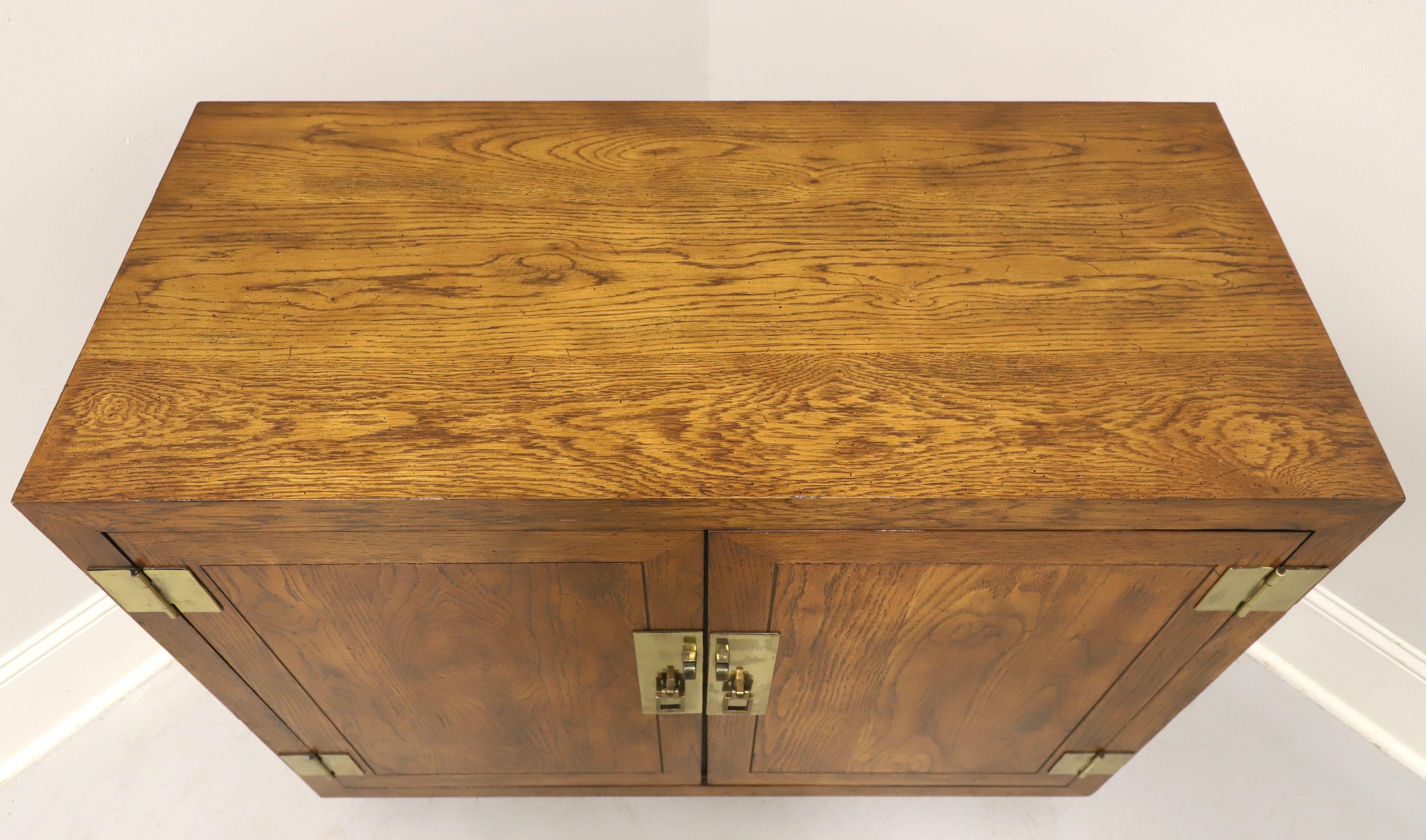 HENREDON Artefacts Knotty Oak Campaign Style Console Cabinet - B In Good Condition In Charlotte, NC