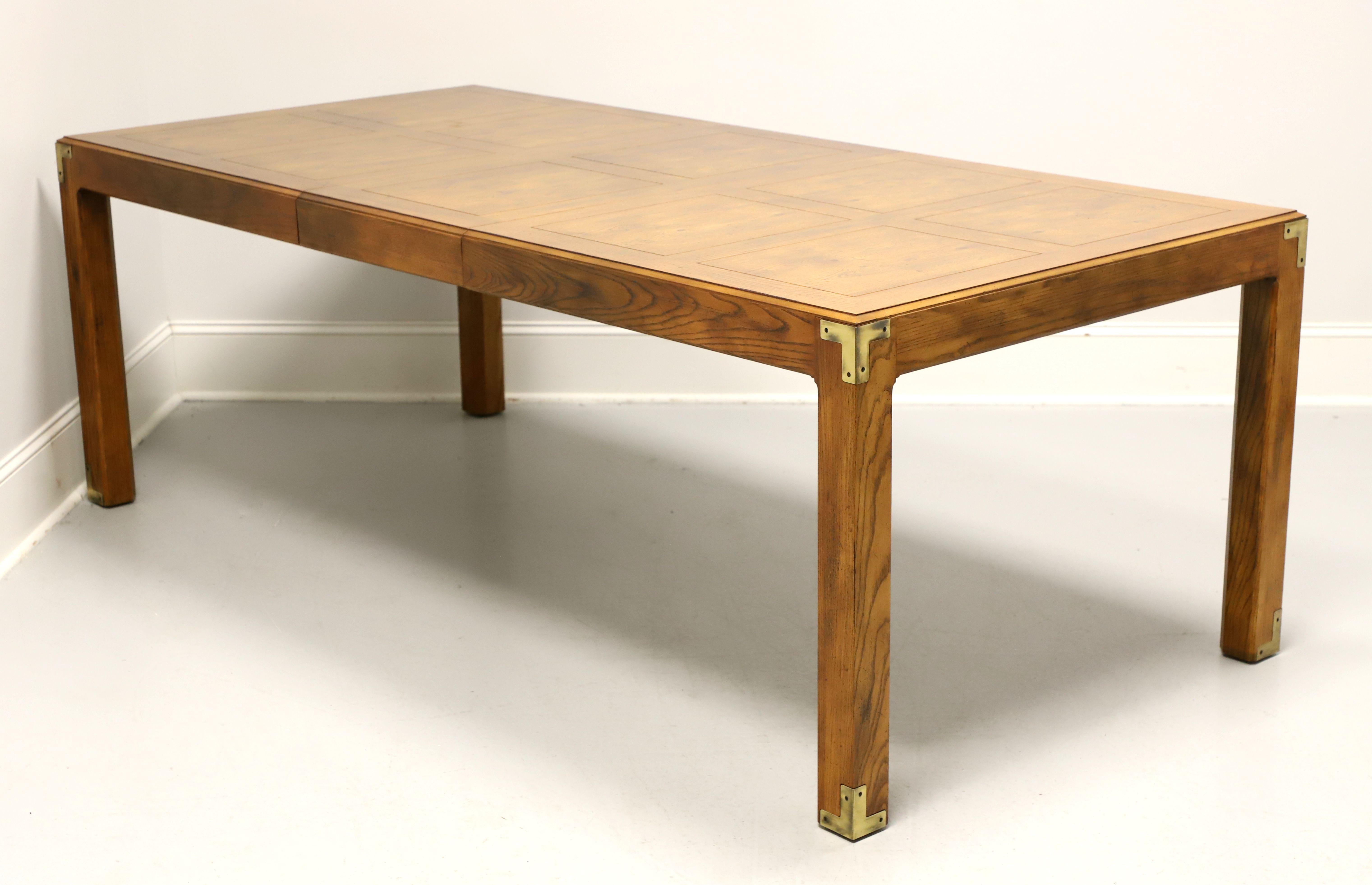 HENREDON Artefacts Knotty Oak Rectangular Campaign Style Dining Table In Good Condition In Charlotte, NC