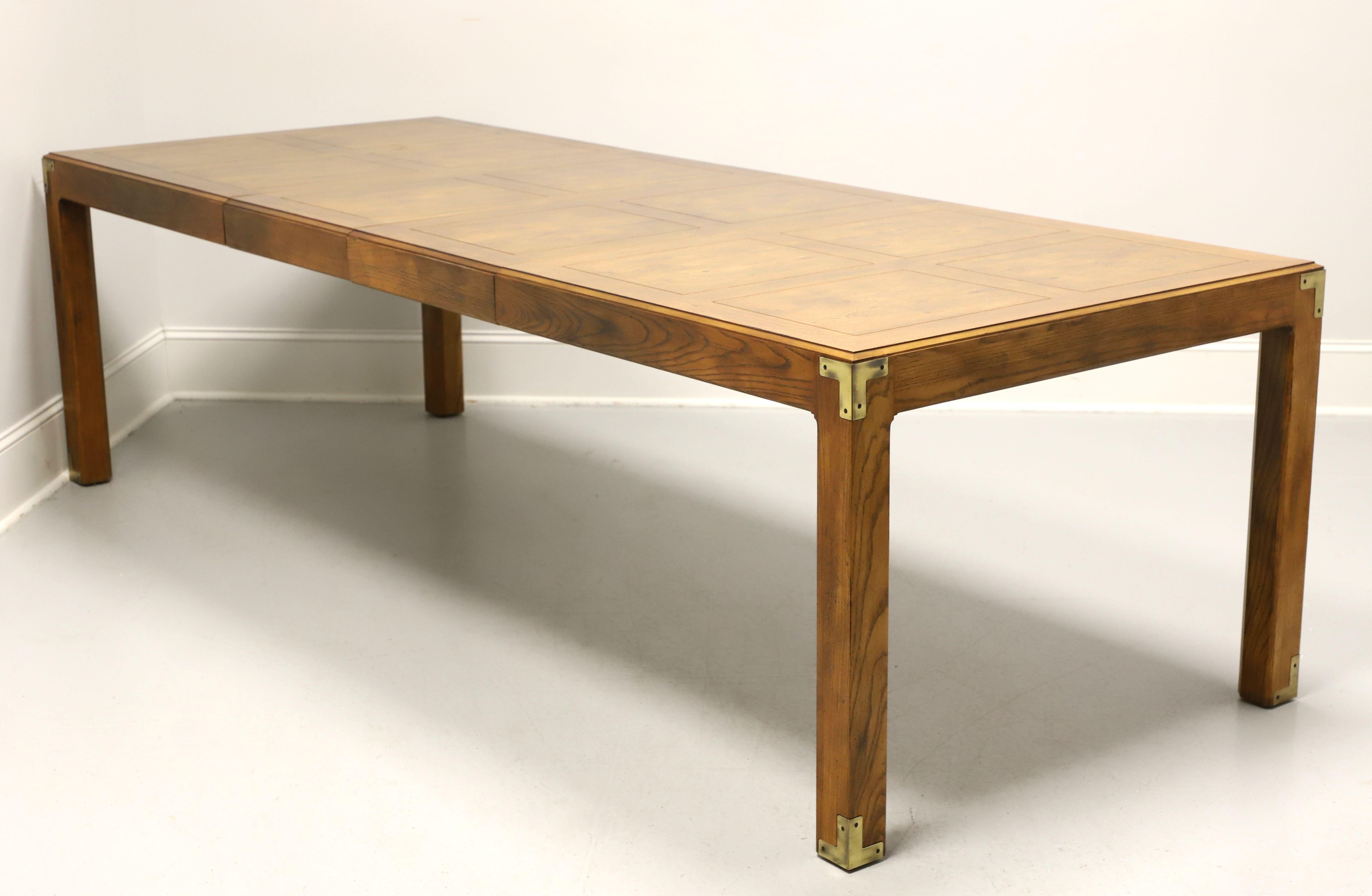 Metal HENREDON Artefacts Knotty Oak Rectangular Campaign Style Dining Table