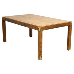 Retro HENREDON Artefacts Knotty Oak Rectangular Campaign Style Dining Table
