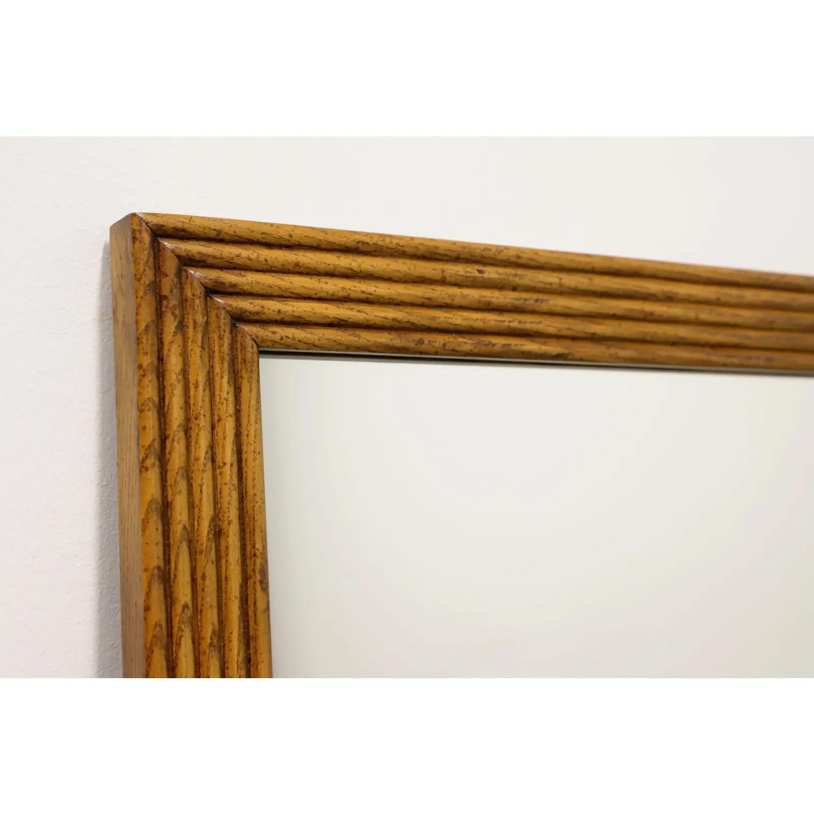 American Henredon Artefacts Pair of Tall Narrow Oak Wall Mirrors Mid-Century Modern For Sale