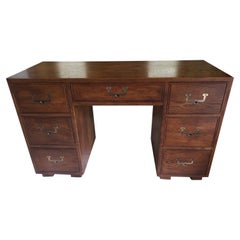 Henredon Artefacts Solid Red Oak Campaign Style Partners Desk